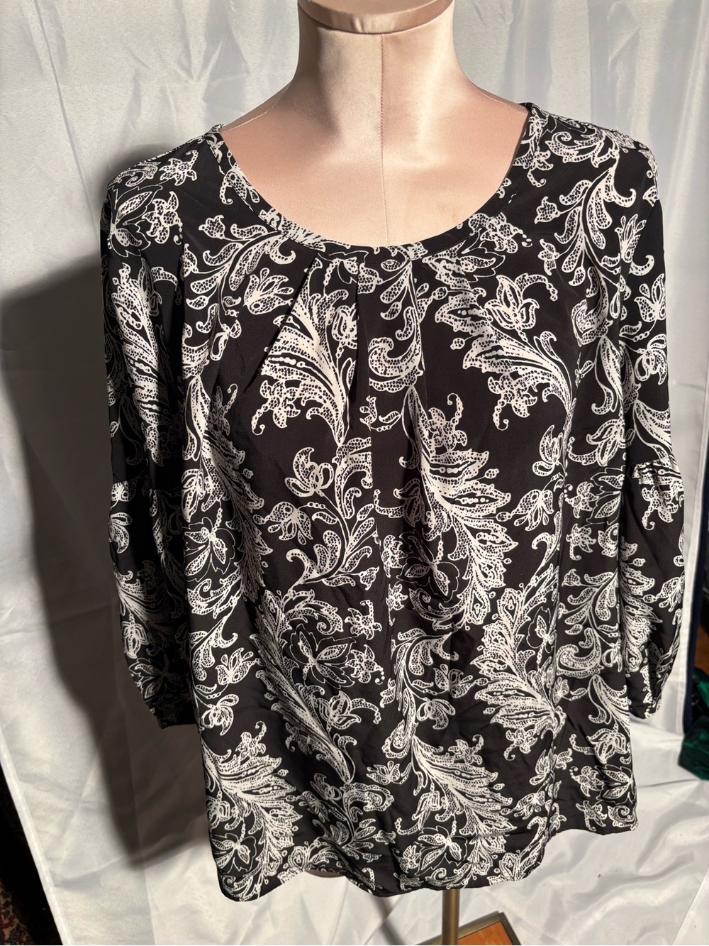 Talbots Black & White Paisley Scoop-Neck Women's Dress 1x